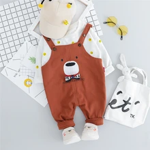 HYLKIDHUOSE/ осенняя одежда для маленьких мальчиков и девочек; комплекты одежды для малышей; футболка; комбинезон; Детский Повседневный костюм