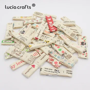 

Lucia crafts Multi Size "Hand made" Design Printed Cotton Ribbons Fabric DIY Trim Sewing Labels Handcraft Accessories Q0401
