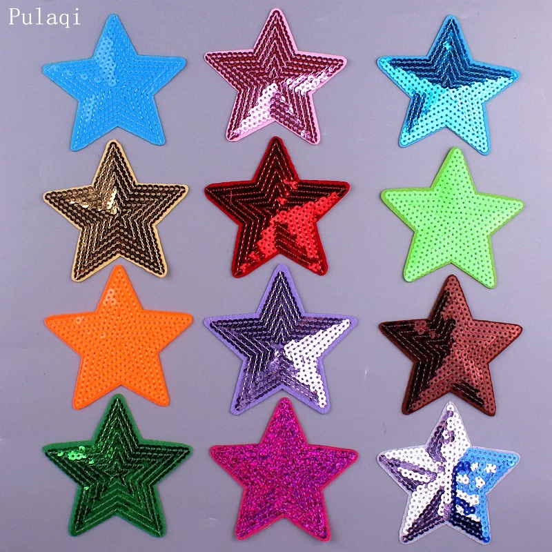 Pulaqi 14 Stile Pailletten-Stern-Aufnäher, Aufkleber auf Kleidung, zum Aufbügeln, Herz, appliziert, Nähen, Kleidungsstück, Jeans, Dekor, Verzierung, DIY – Detail 2
