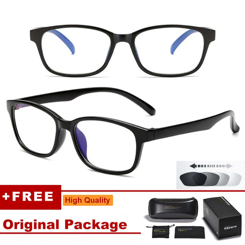 Фильтр компьютерные очки для блокирования УФ анти голубой свет глаз глазного напряжения переход фотохромные игровые очки для женщин мужчин UV400 - Цвет линз: Matte Black