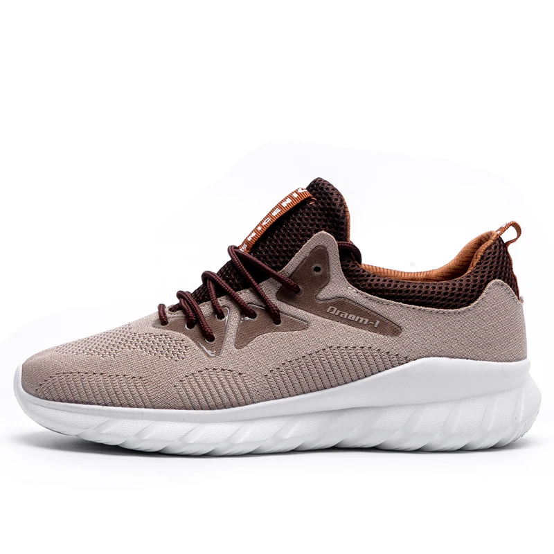 Brown Горячая Распродажа Кроссовки Спортивная мужская обувь Flyknit zapatos de mujer сетка легкая дышащая китайский стиль дропшиппинг - Цвет: Brown