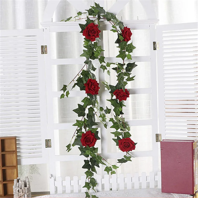 180cm Rattan Red 120 см/180 см искусственные розы из ротанга Свадебный настенный фон украшение имитация цветок отель Добро пожаловать фестиваль вечерние декор стен - Цвет: 180cm Rattan Red