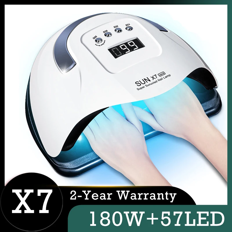 SUN X7 Max-lámpara UV de secado rápido para uñas, 180W, 57LED, potente, secador de Gel para uñas profesional, manicura