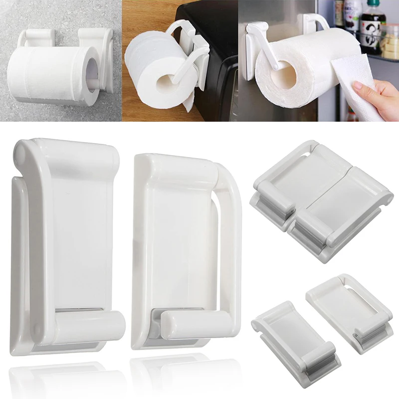 

Magnetic Kitchen Paper Towel Holder Roll Useful Bathroom Rack Gadget Supply Hold Separating Refrigerator Stand