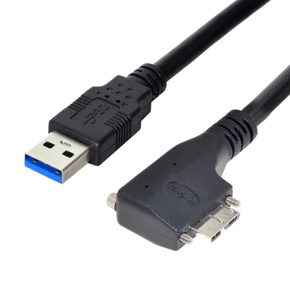

Dual Screws 90 Degree Left Angled USB3.0 Micro B 3.0 Mount to USB3.0 Data Cable for Industrial Camera