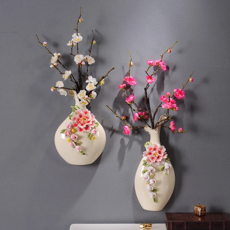 

Wall Hanging Vase with Flowers Living Room Decoration Vase Restaurant Wall Decor Pendant Flower Vases Ceramica Jarron Florero