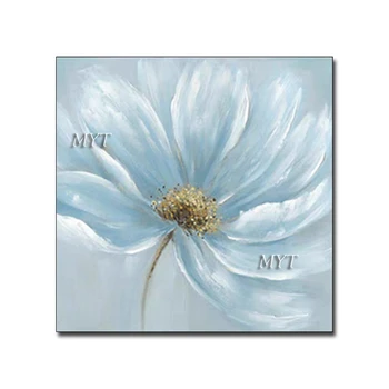 

100% Hand-painted Blue Flower Picture Abstract Canvas Oil Painting Wall Art Unframed Artwork For Home Living Room Decoration