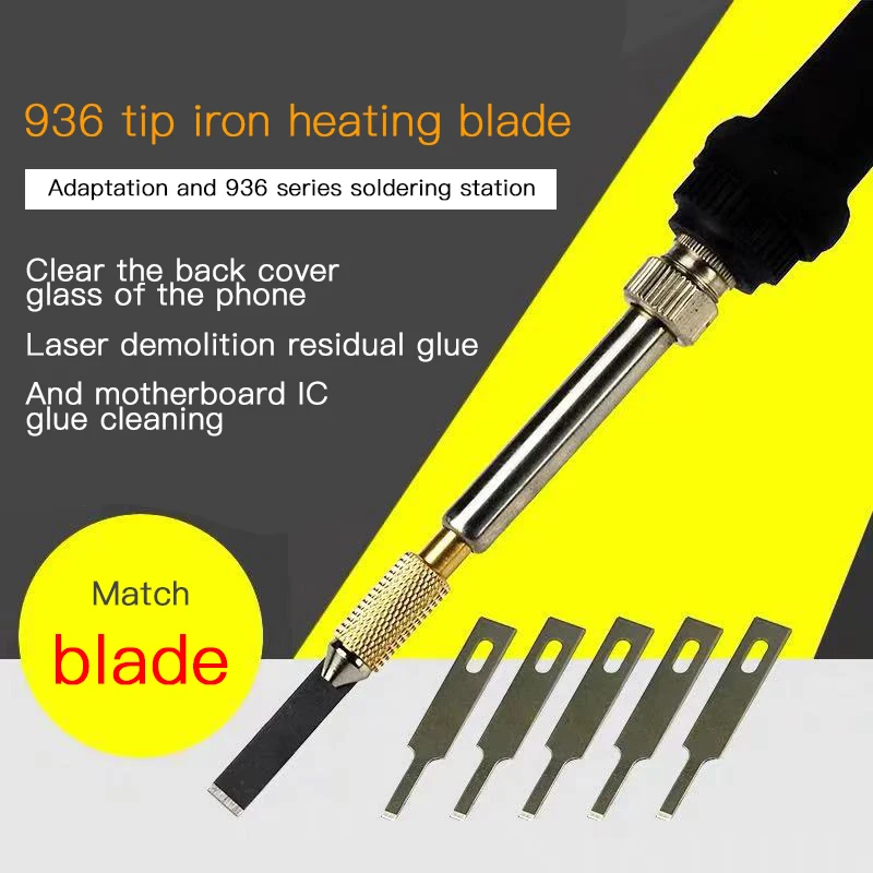 

936 Soldering iron Heating Blade For Mobile phone Back Cover Glass Glue Remove Tool Mainboard Glue Fingerprint IC repair Tool