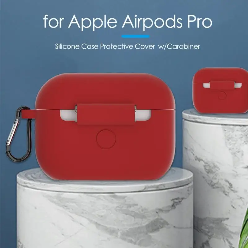 Силиконовый чехол для наушников Защитная крышка ж/карабин для Apple Airpods Pro