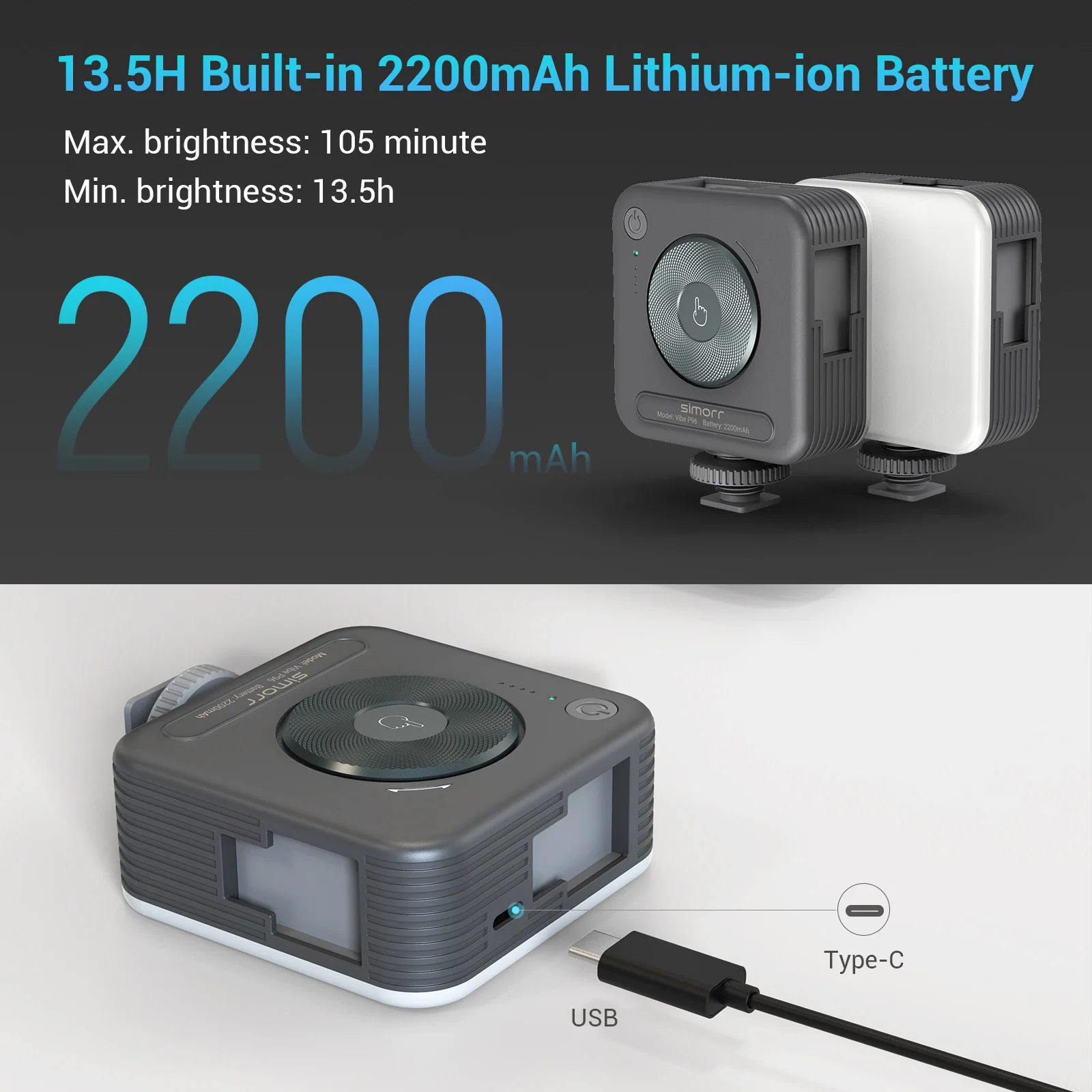 Luzes da Câmera Iluminação de Vídeo para Youtube Luz de Vídeo Luz de Preenchimento Smallrig Mini 6500k Zoom Foto Tiktok Vlog P96 Led 2200mah - Image 4