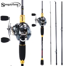 Sougayilang 1,8 м 2,1 м 4 секции удочка и левая/правая катушка для наживки высокое качество карбоновая и Литейная Рыболовная катушка наборы
