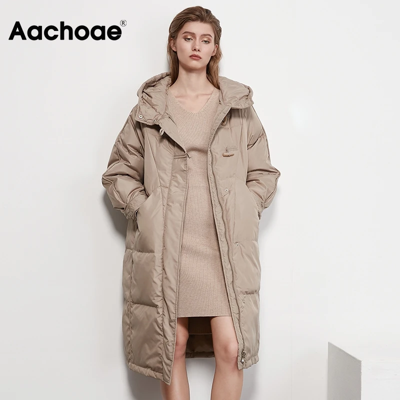 Aachoae Winter Women Coats 2020 Solid Color