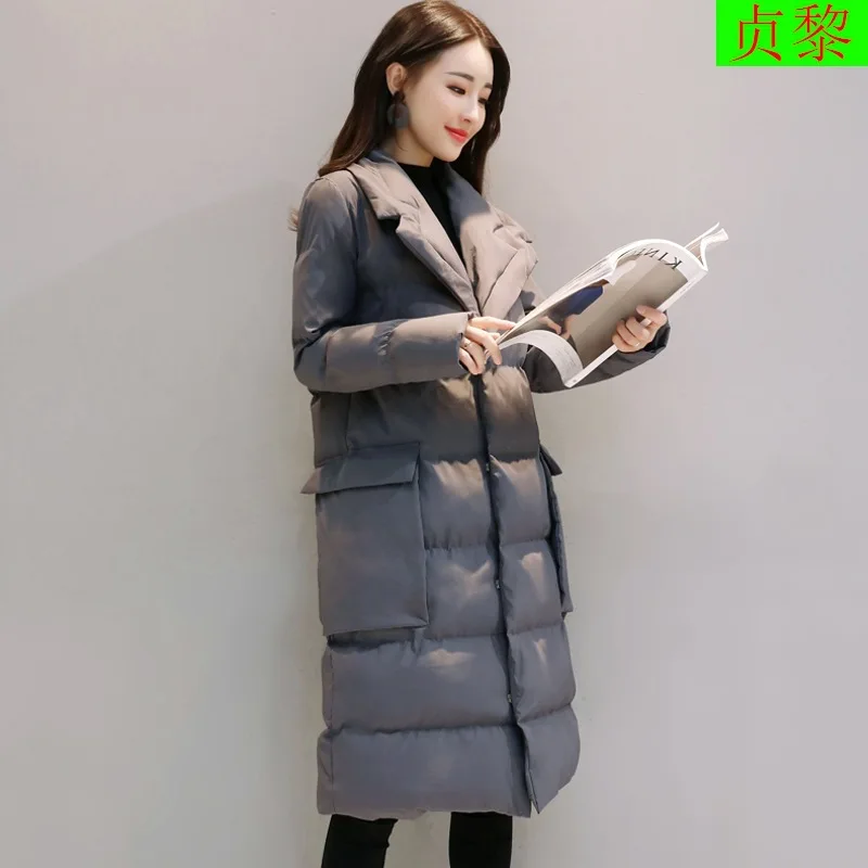 

2018 Winter New Style WOMEN'S Wadded Jacket Coat Elegant Versitile Fashion Korean-style Mid-length over-the-Knee Cotton Clothes