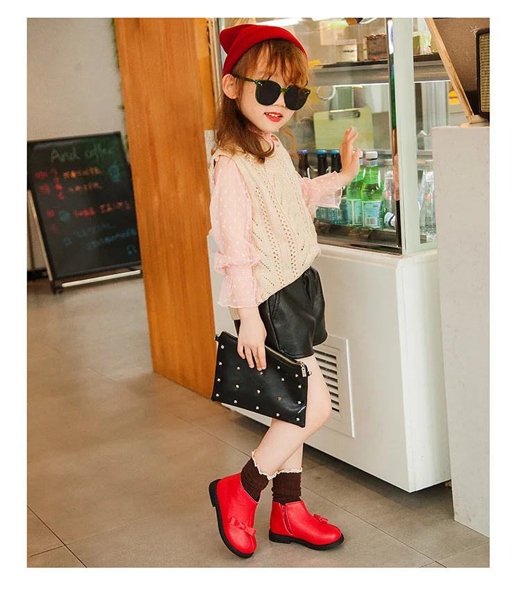 Autumn New Children Fashion Leather Boots Kids Flat With Comfortable Martin boots Boys Girls Fashion Boots