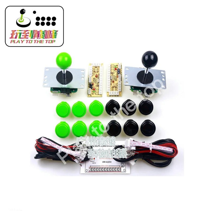 1 плеер DIY Kit 28 мм Светодиодная Кнопка копия Sanwa Джойстик Зоро датчик с переходником платы - Цвет: Черный