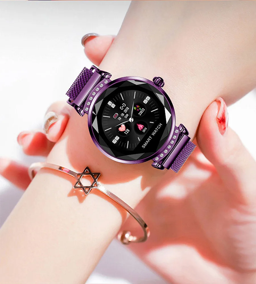 Новые женские Смарт-часы, со светодиодом, экран дисплея, модные роскошные Брендовые женские наручные часы, многофункциональные водонепроницаемые часы reloj mujer