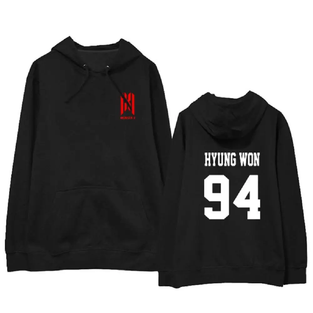 HYUNGWON BLACK Mainlead KPOP Monsta X WE ARE HERE World Tour cap толстовка унисекс Shownu Wonho - Цвет: HYUNGWON BLACK