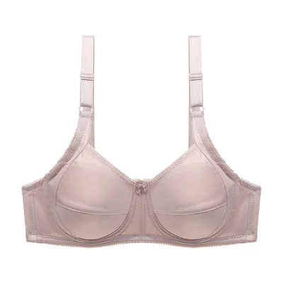 Unpadded Bras For Women Solid Underwire Bra Push Up Femme Lingerie Comfort Underwear Ladies Bralette Full Coverage Cup C Soft bh - Цвет: beige