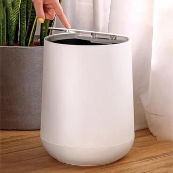 

Trash Can Dry-wet Separation Round Pressing Dustbin Kitchen Living Room Toilet Double-decker Waste Binns Garbage Can