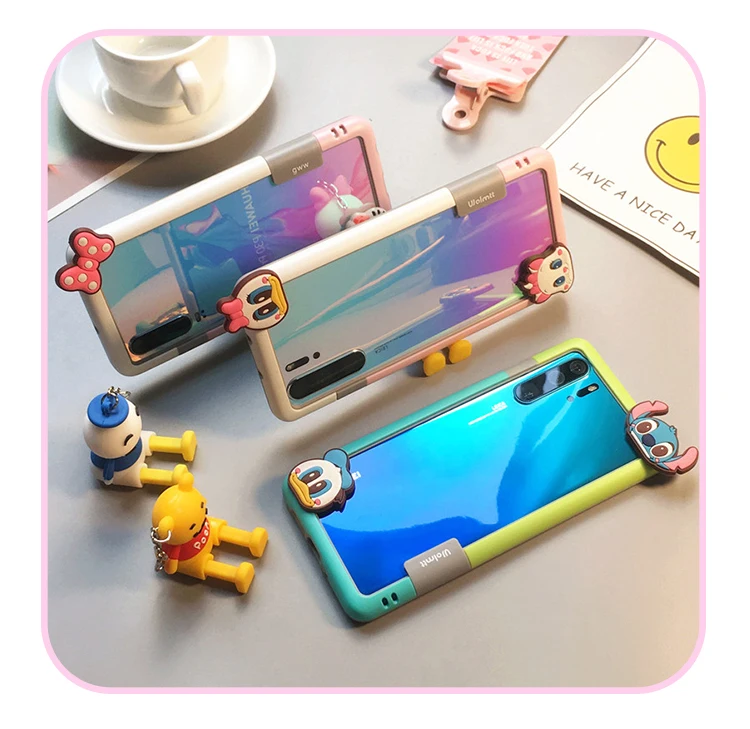 4 шт. для huawei P30 Pro, мягкий бампер, милая стежка-Маргаритка, рамка для huawei P30, милая мультяшная кошечка, Капа+ игрушка+ ремни