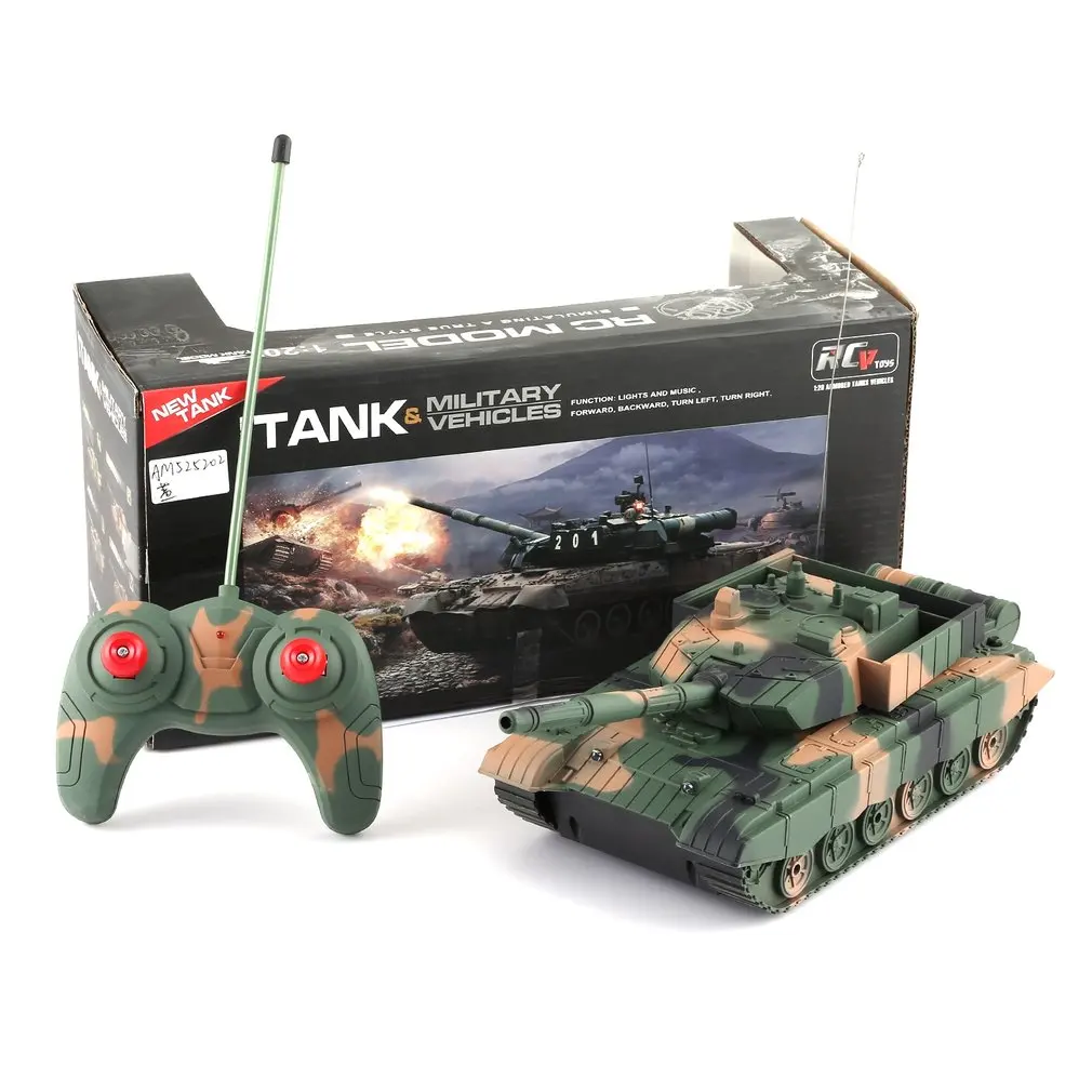 1:20 rc Танк Игрушка военный автомобиль 4CH дистанционное управление бронированный танк боевые танки башни вращения Свет и музыка RC модель детская игрушка