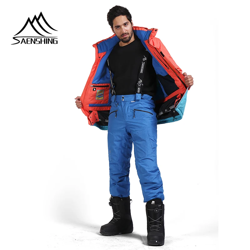 SAENSHING, лыжный костюм для мужчин, супер теплый, водонепроницаемый, 10 K, лыжная куртка, лыжные штаны, мужские костюмы для сноубординга, дышащие комплекты для катания на лыжах