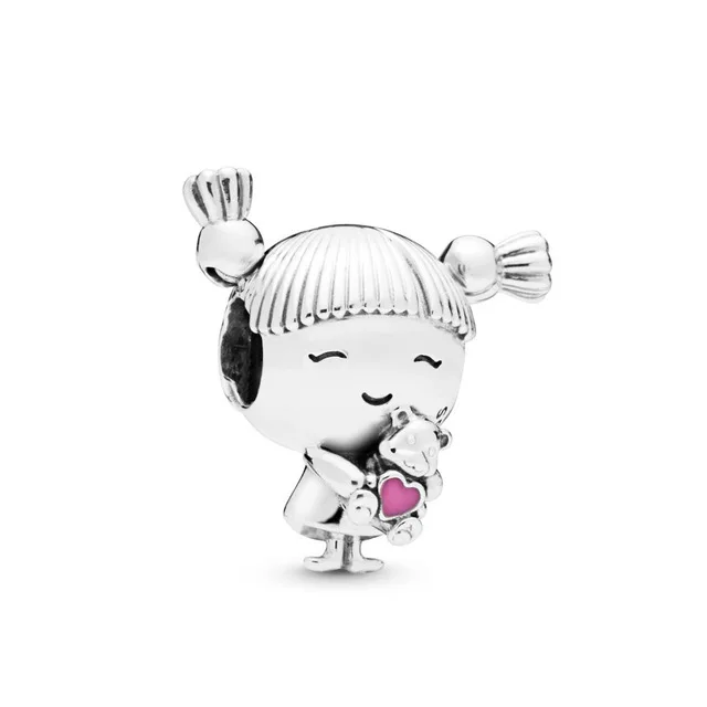 925 Sterling Silver New Spring Mother'S Day 7798016EN160 Girls With Attractive Pigtails Beaded Free Parcel Post - Цвет: Белый