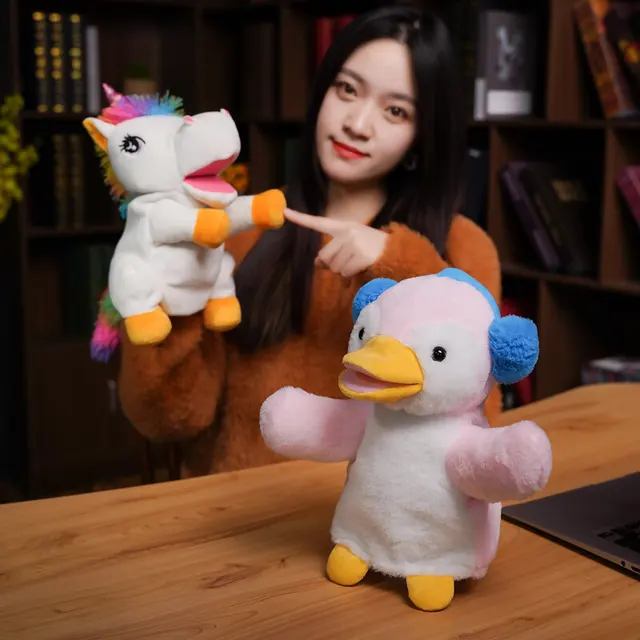 30cm Lovely Cute Unicorn Cock Bull Penguin Plush Hand Puppet  Doll  Toy Stuffed Animal Soft Gift for Children Kids  Adults 5