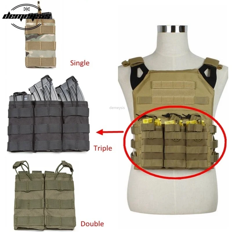 

M4 AK AR Tactical MOLLE Magazine Pouch Paintball Airsoft Tactical Vest Rifle Mag Pouch Single / Double / Triple Magazine Pouches