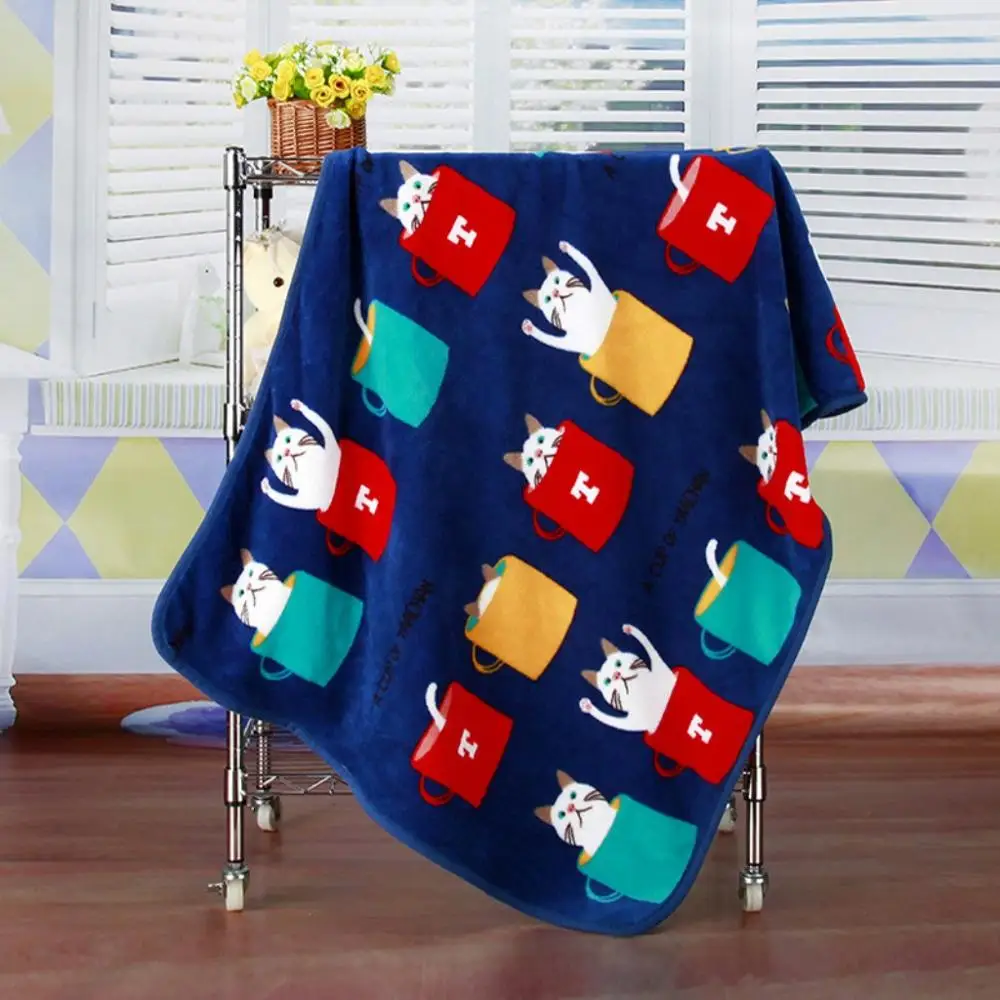 Blue Cartoon Cat Flannel Baby air Conditioning Blanket Kid Home Textile Children Gift Boy Throw on Bed Sofa Super Comfortable | Дом и сад