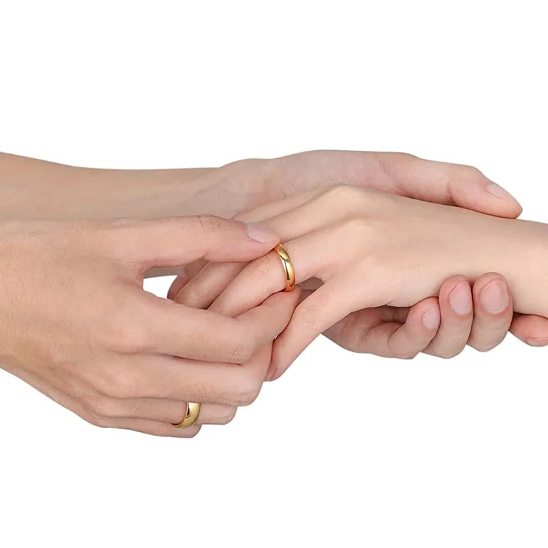 Golden Titanium Ring 2mm/4mm/6mm Flat High Polished Wedding Rings Couple Rings for Couple