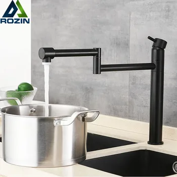 

Lead-free Folding Black Kitchen Faucet Mixer 360 Swivel Spout Single Handle Kitchen Sink basin Taps Bathroom Kitchen Water Tap