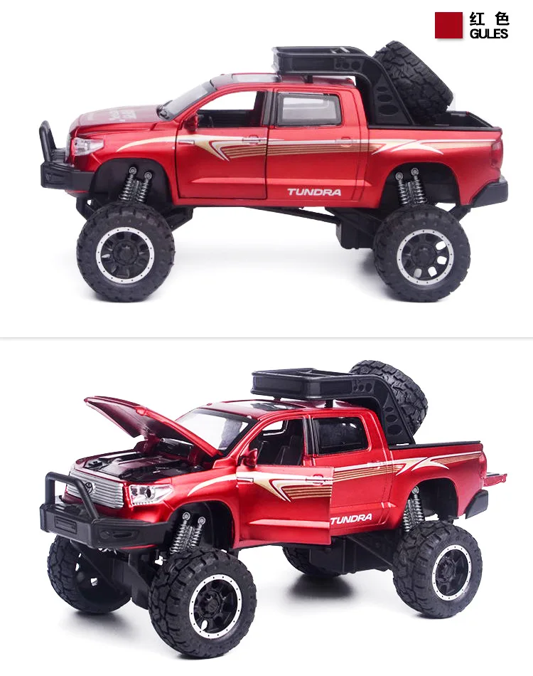 1:32, высокое моделирование, большое колесо Toyota TUNDRA, сплав, автомобильный звук и светильник, модель для детей, подарки - Цвет: VB32285R no box