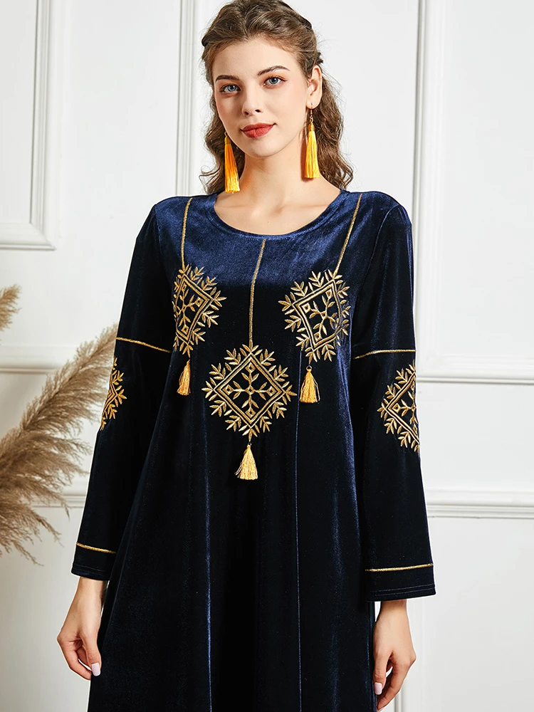 Vestido Longo Plus Size Velvet Abaya Dubai Turkey Islam Moroc Arabic Muslim Hijab Dress For Women Robe Longue Femme Musulmane