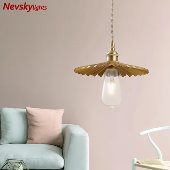 

Modern pendant lights bedroom brass shade lamp dining Retro holder lamp luminaire suspendu restaurant living loft light fixture