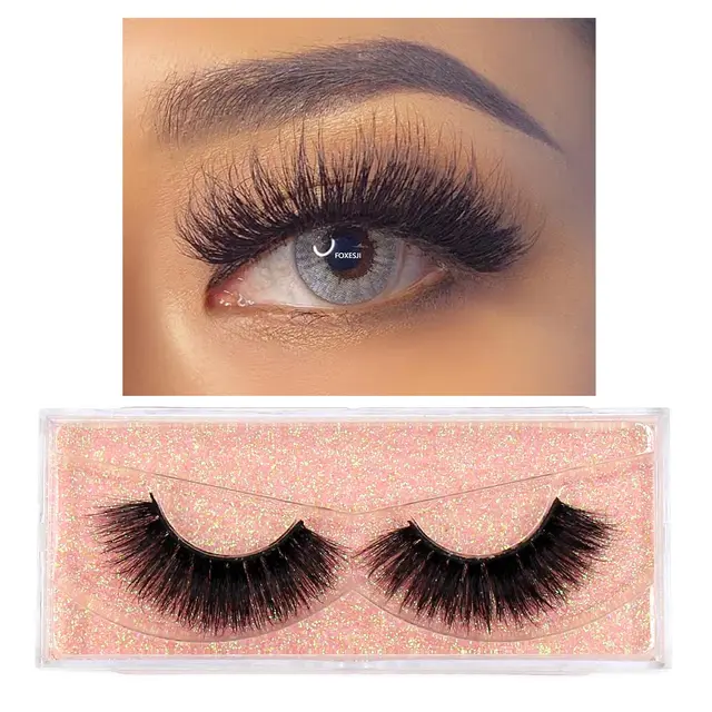 FOXESJI Makeup Eyelashes 3D Mink Lashes Fluffy Soft Wispy Natural Cross Eyelash Extension Reusable Lashes Mink False Eyelashes E03