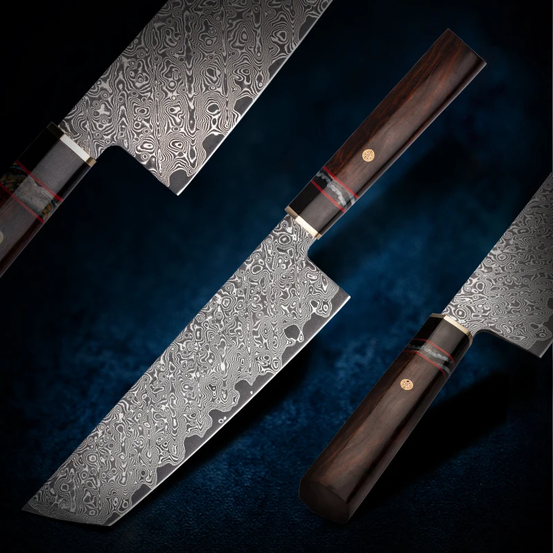 Nakiri Vegetable Knife 8inch Damascus Stainless Steel Desert Ironwood