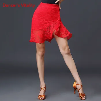 

Latin Dance New Female Adult Sexy Lace Skirt National Standard Dance Profession Performance Clothing Practice Clothes Red