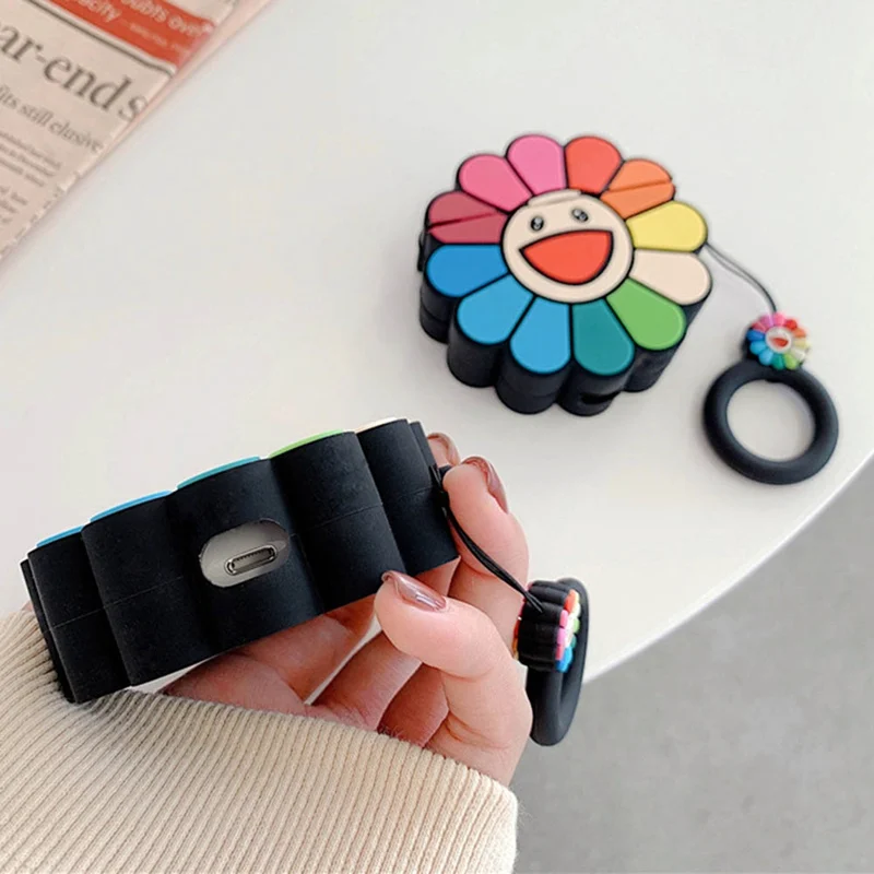 Для Apple Airpods 3 модница Мураками Такаси кайкаи Кики солнце Радуга цветок кулон ремень силиконовый чехол для наушников