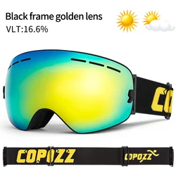COPOZZ Ski Goggles with Double Layer UV400 Protection and Anti-Fog Technology (Frame Black)