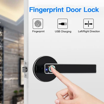 

Smart Lock Fingerprint Door Lock Security Biometric Keyless Stainless Steel USB Electronic Lock Key left right Open direction