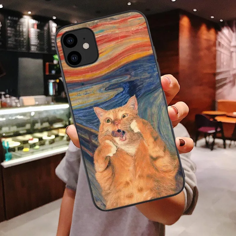 Забавный мягкий чехол Leonardo da Vinci Mona Lisa Pat Cat для iphone 11 Pro MAX для iphone X XR Xs Max 6 6S 7 8 Plus