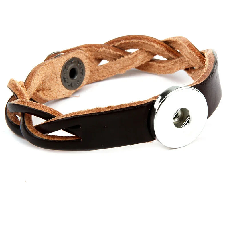 6 10pcs Adjustable Snap Bracelet Vintage Metal Leather Bracelet Fit 18mm Snap Button Bracelet For Men Jewelry Watch Belt - Окраска металла: 6