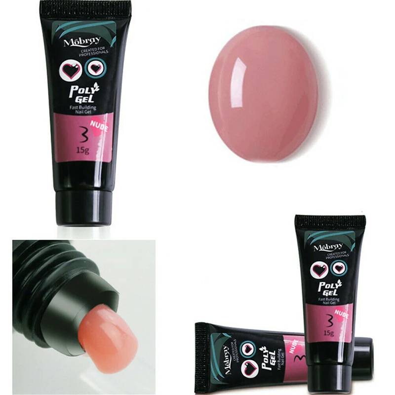 15 мл французский ногтей Быстрый гель для наращивания ногтей поли строитель Стразы для маникюра желе ногтей расширение гель 3D Кристалл Желе DIY Розовый для дизайна ногтей Клей