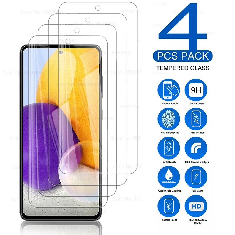 Закаленное стекло для Samsung Galaxy A 12 32 42 52 72 A02 A02S A12 A32 A42 A52 A72 5G 9H 4 шт. | Мобильные