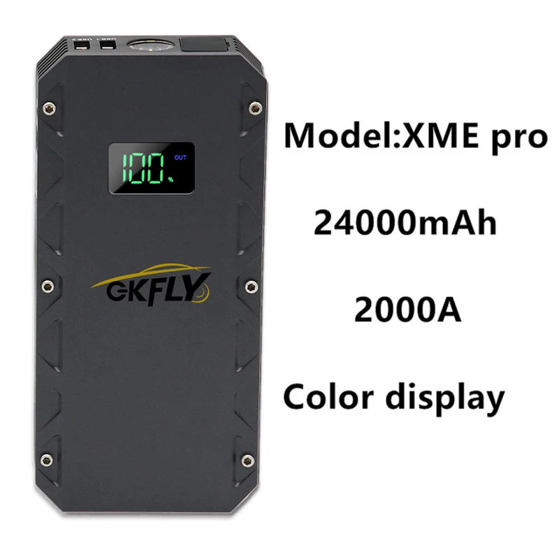 GKFLY High Power 24000mAh Car Jump Starter 12V 2000A Portable Starting