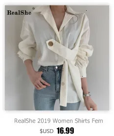 RealShe/белая блузка для женщин с отворотом, с длинным рукавом, в полоску, женские рубашки, весна-осень, повседневные офисные женские рубашки, элегантные женские топы и блузки
