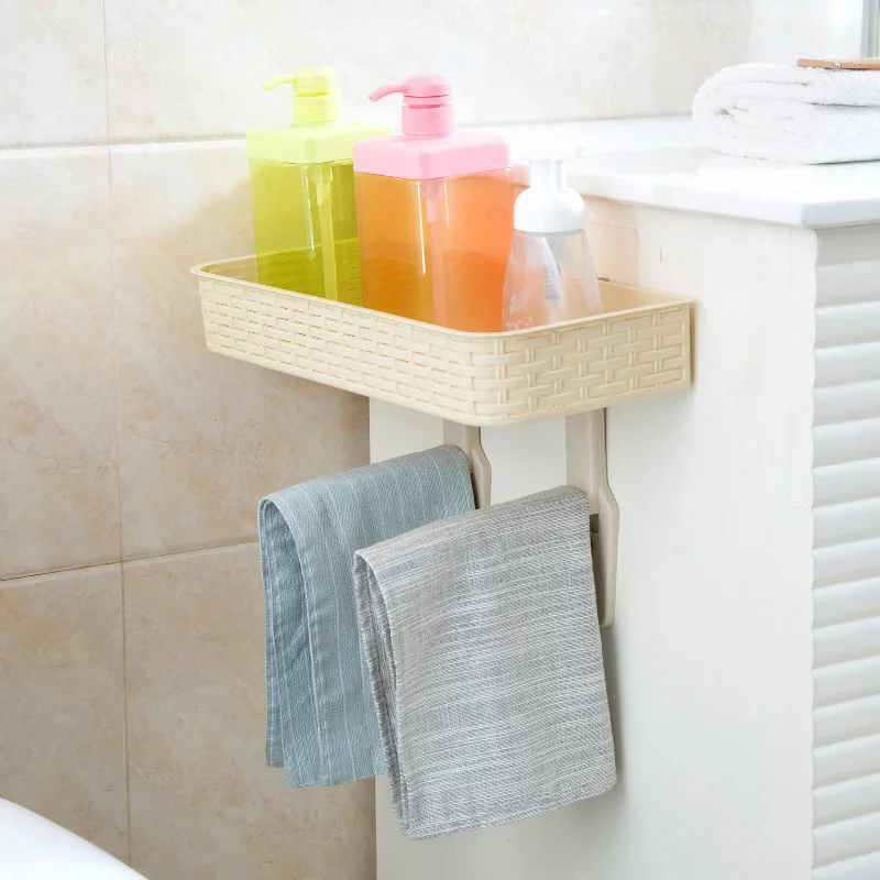 Nayachic Wonderful life Plastic Bathroom Toilet Bowl Sundries Organizer Storage Rack Wall Hanging Shelf Space Saver