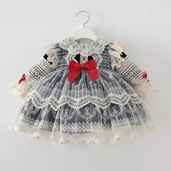 

Baby GIrl Autumn Velvet Vintage Spain Dress Toddler Lace Spanish Lolita Princess Dresses for Girls 1st Birthday Party Ball Gown