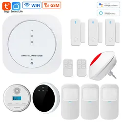 Tuya – système d'alarme de sécurité intelligent sans fil, wi fi, GSM, capteur de mouvement PIR, détecteur de porte, anti cambriolage, contrôle par application 